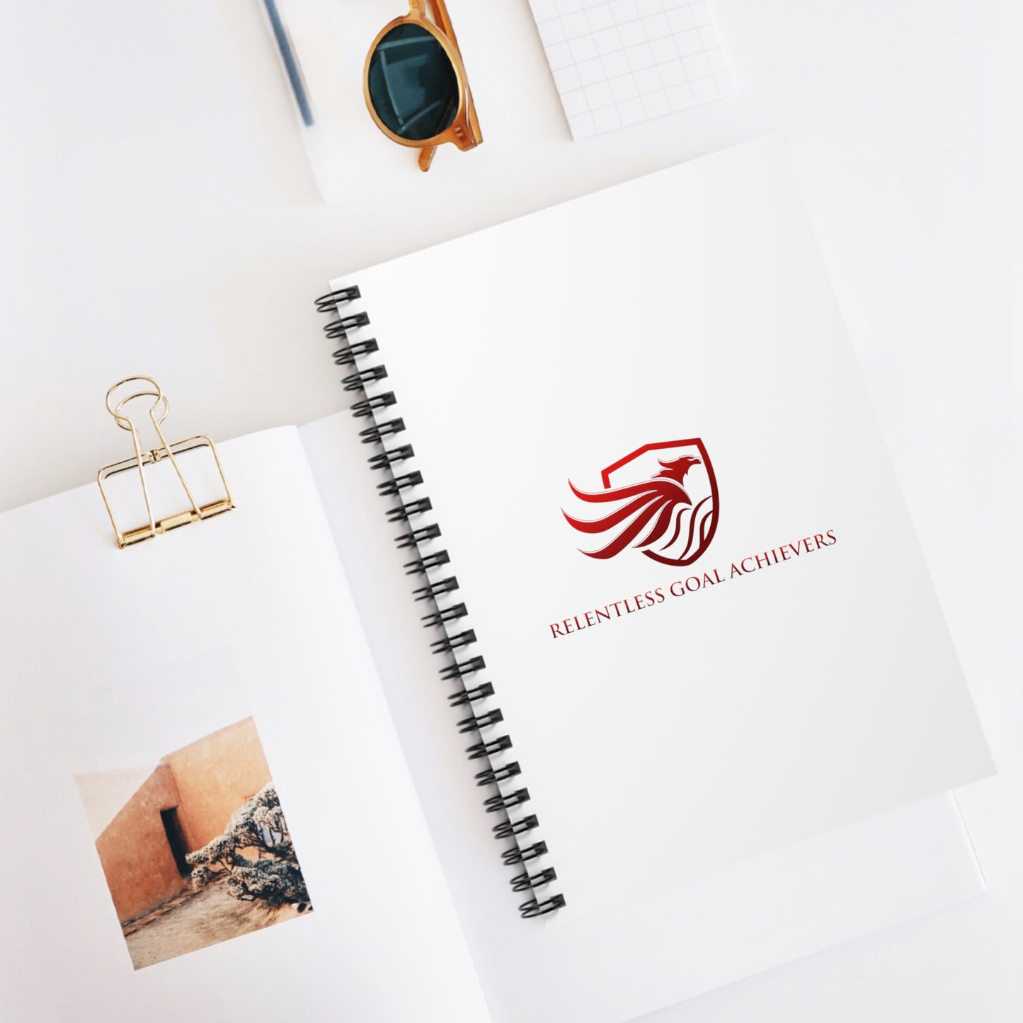Spiral Notebook - Ruled Line - white with red logo