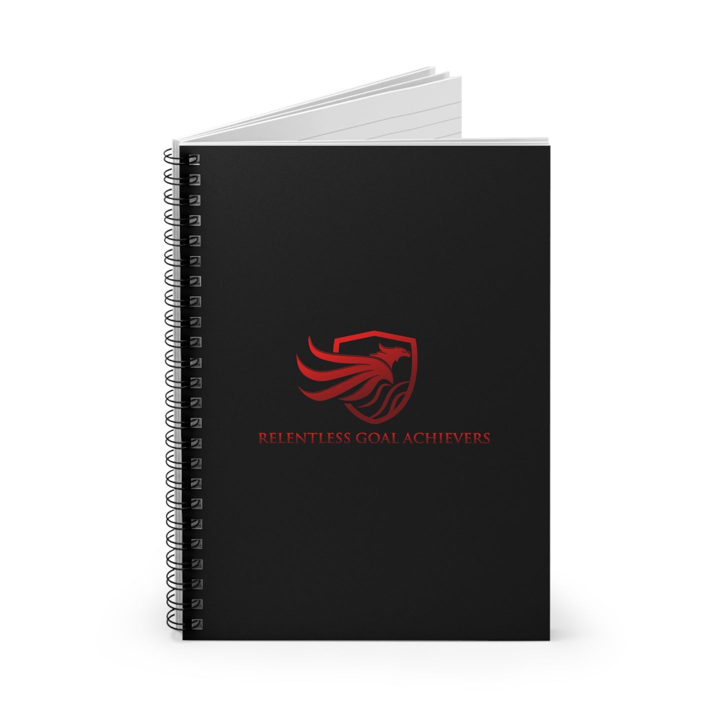 Spiral Notebook - Ruled Line - black with red logo