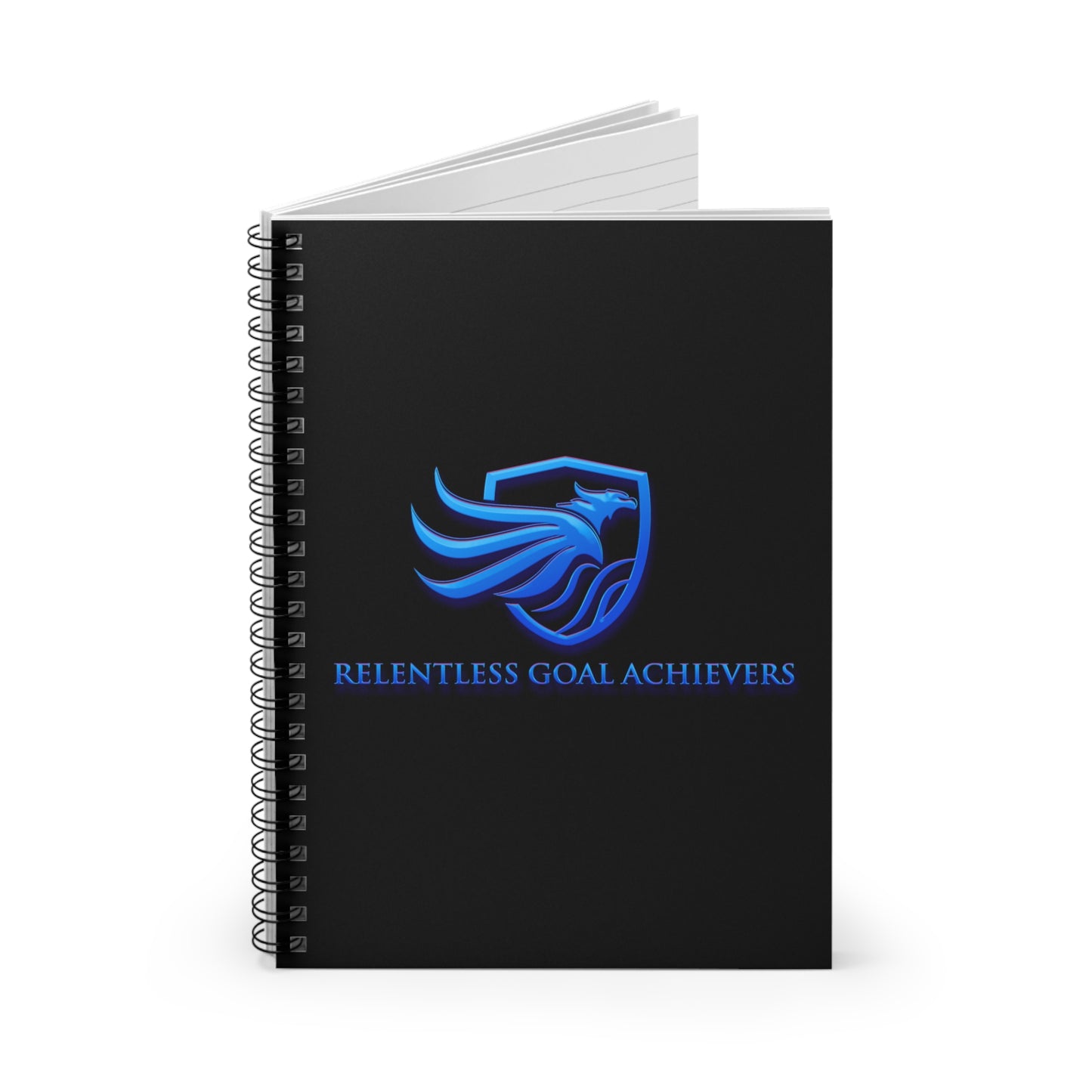 Spiral Notebook - Ruled Line - black with blue logo
