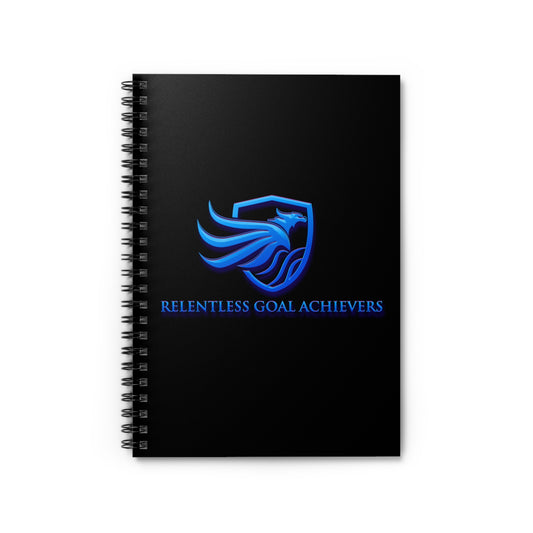 Spiral Notebook - Ruled Line - black with blue logo